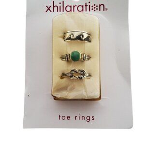 vintage womens "xhilaraton" set of 3 multi style toe rings.